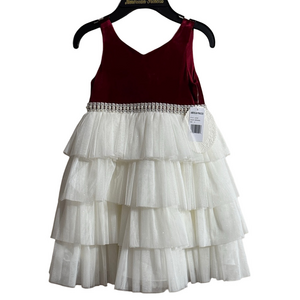 American Princess Burgundy and White Layered Dress